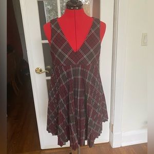 Sunday Best Trish Dress Burgundy & Green Plaid XS